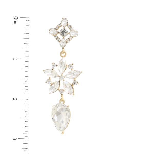 FLOWER RHINESTONE DANGLE EARRING