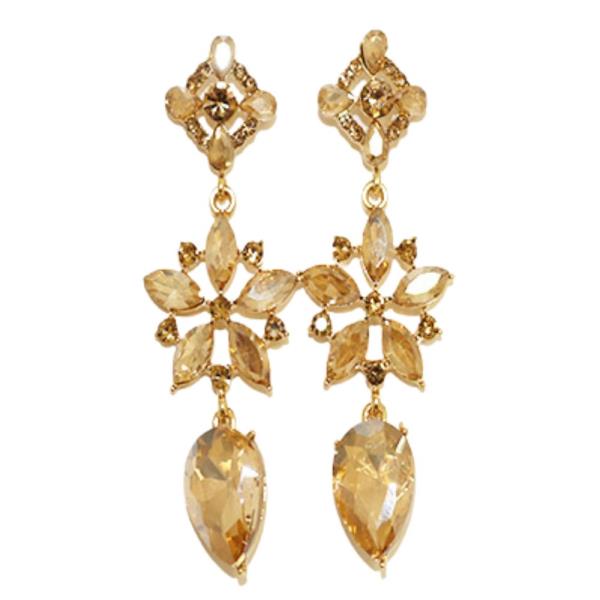 FLOWER RHINESTONE DANGLE EARRING