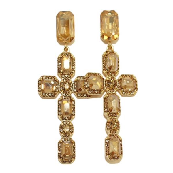 CROSS RHINESTONE DANGLE EARRING