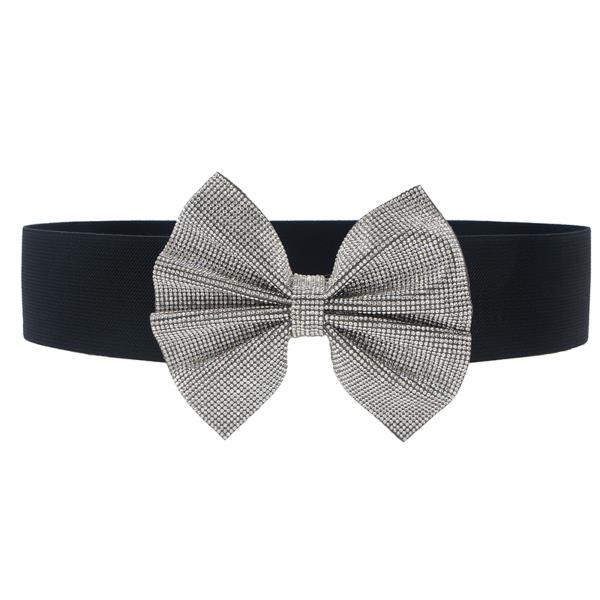 PLUS LARGE RHINESTONE BOW ELASTIC BELT