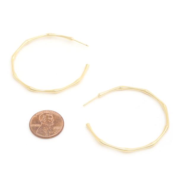 14K GOLD DIPPED HYPOALLERGENIC BAMBOO OPEN HOOP EARRING