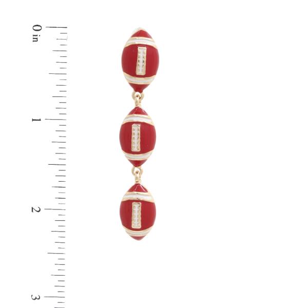 TRIPLE FOOTBALL CHARM GAME DAY DANGLE EARRING