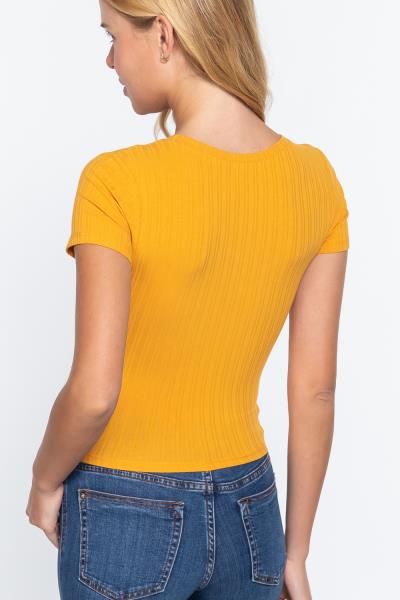 ($3.20 x 6 PCS) SHORT SLV V-NECK RIB KNIT TOP