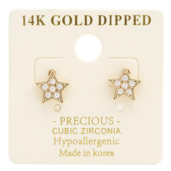 14K GOLD DIPPED CZ STAR EARRING