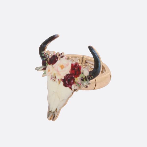 WESTERN STYLE FLOWER CATTLE HEAD RING