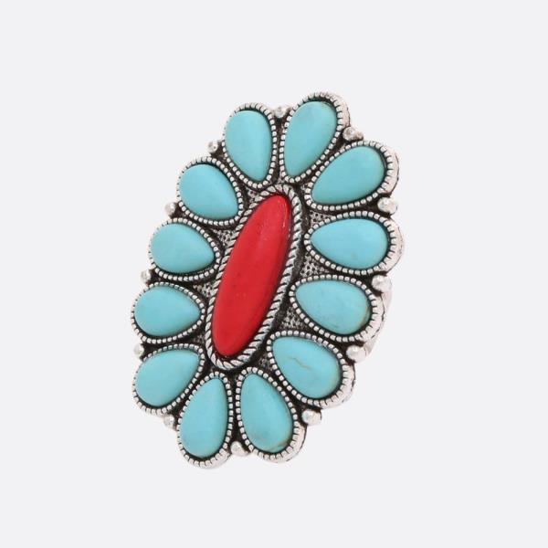 WESTERN STYLE CONCHO BEADED ADJUSTABLE RING