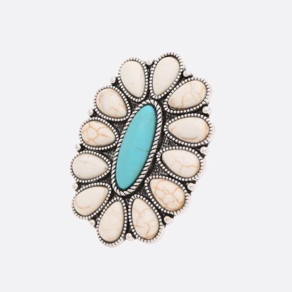 WESTERN STYLE CONCHO BEADED ADJUSTABLE RING