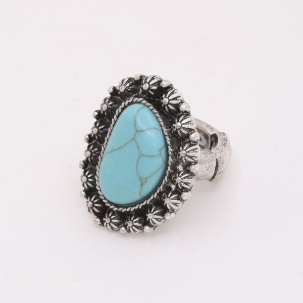 WESTERN STYLE TURQUOISE BEAD METAL RING