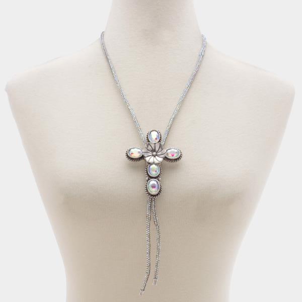 WESTERN STYLE CROSS RHINESTONE NECKLACE