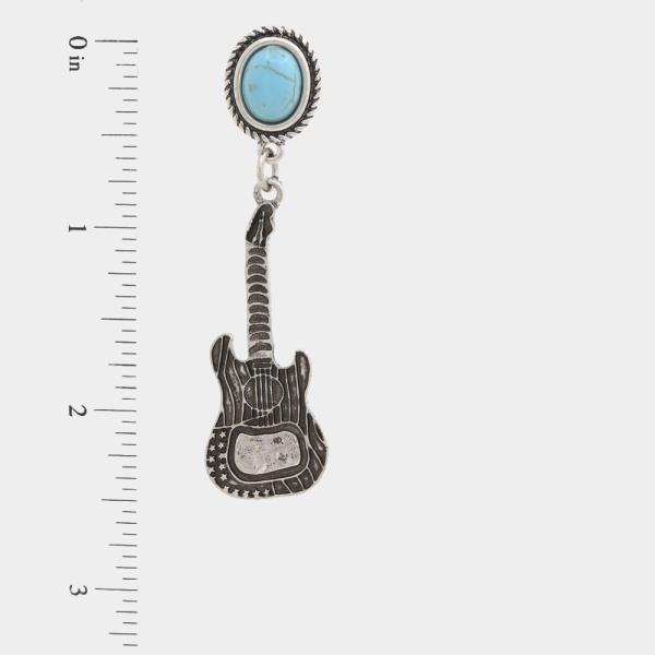 GUITAR TURQUOISE BEAD DANGLE EARRING