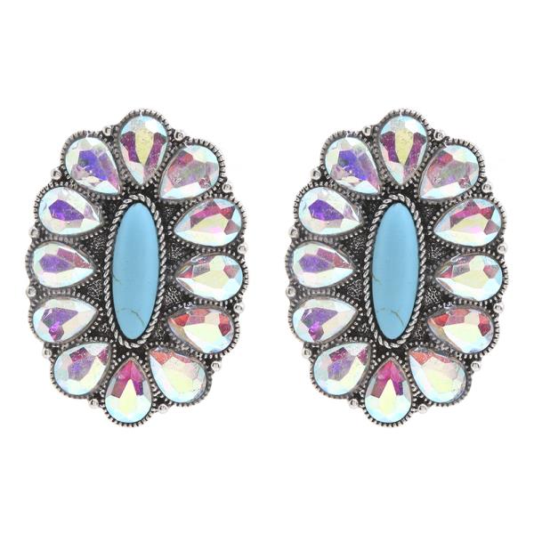 WESTERN STYLE FLOWER RHINESTONE EARRING