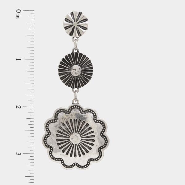 WESTERN STYLE FLOWER METAL DANGLE EARRING