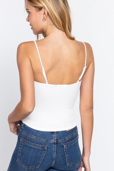 ($3.60 x 6 PCS) STRAIGHT NECK 2 PLY RIB KNIT CAMI TOP