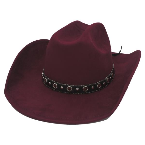 STONE ACCENTED FAUX SUEDE COWBOY HAT