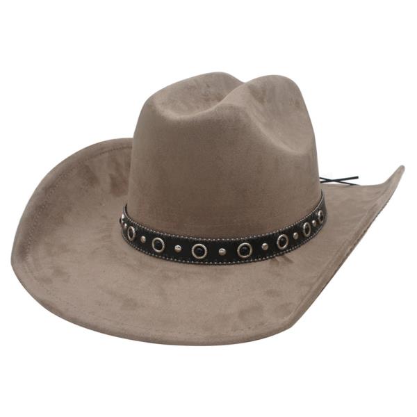 STONE ACCENTED FAUX SUEDE COWBOY HAT
