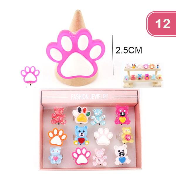 PAW BEAR LIGHT UP RING (12 UNITS)