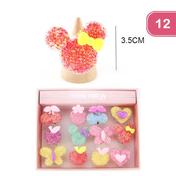 HEART BUTTERFLY FRUIT LIGHT UP RING (12 UNITS)