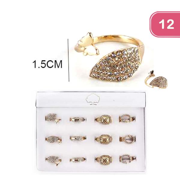 BUTTERFLY CUFF RHINESTONE RING (12 UNITS)
