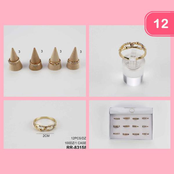 ASSORTED RHINESTONE RING (12 UNITS)