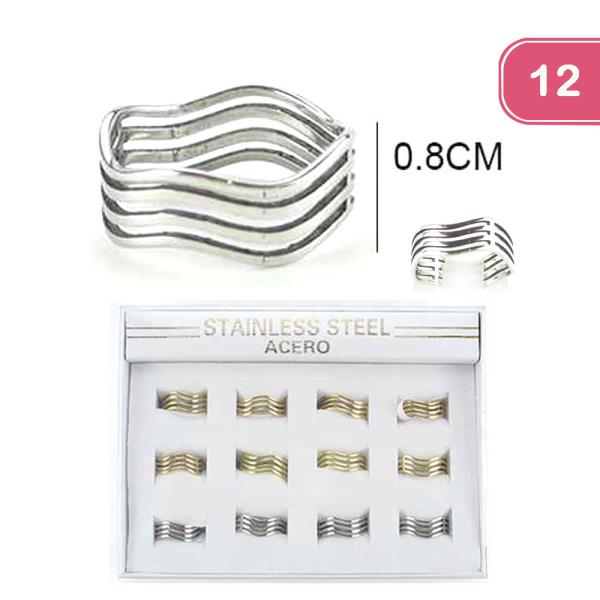 STAINLESS STEEL LAYERED RING (12 UNITS)