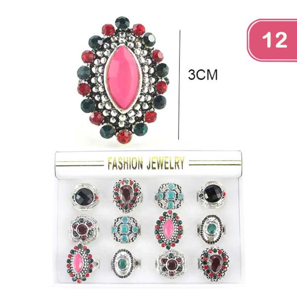 RHINESTONE  RING (12 UNITS)