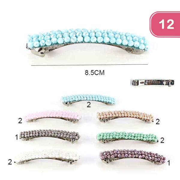 BEADED HAIR BARRETTE PIN (12 UNITS)