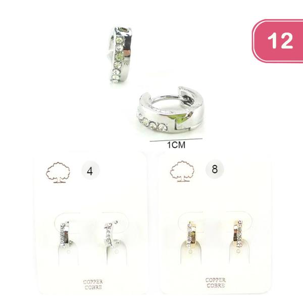 RHINESTONE HUGGIE HOOP EARRING (12 UNITS)