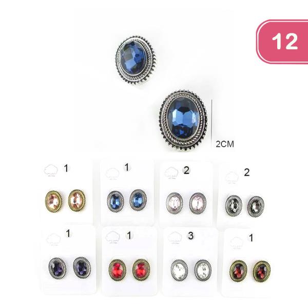 RHINESTONE STUD EARRING (12 UNITS)