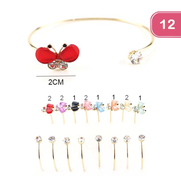 BUTTERFLY RHINESTONE CUFF BRACELET (12 UNITS)