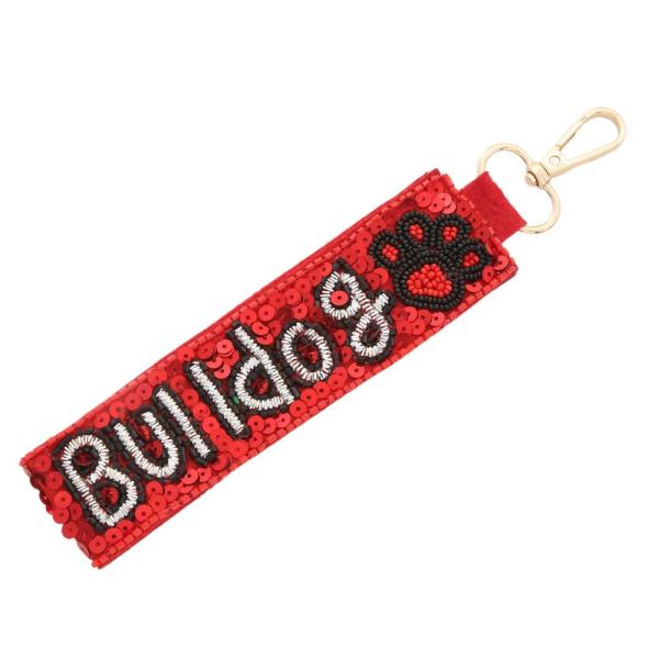 SEED BEAD BULLDOG PAW KEYCHAIN