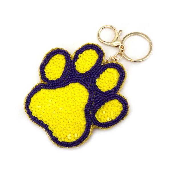 SEED BEAD PUFFY PAW KEYCHAIN