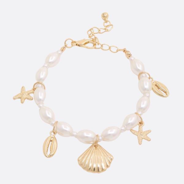 SODAJO SEA LIFE CHARM PEARL BEAD BRACELET