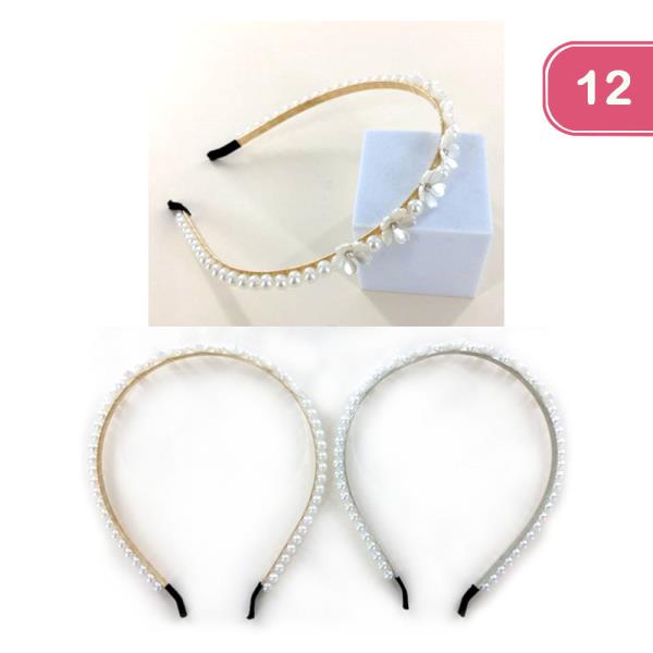 FLOWER PEARL HEADBAND (12 UNITS)