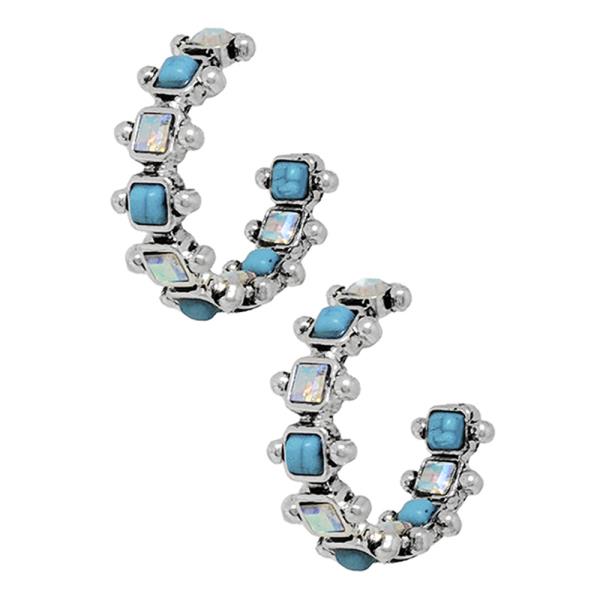 WESTERN RHINESTONE HOOP EARRING