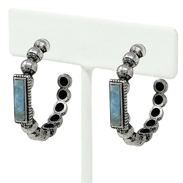 WESTERN RHINESTONE AND SEMISTONE  HOOP EARRING