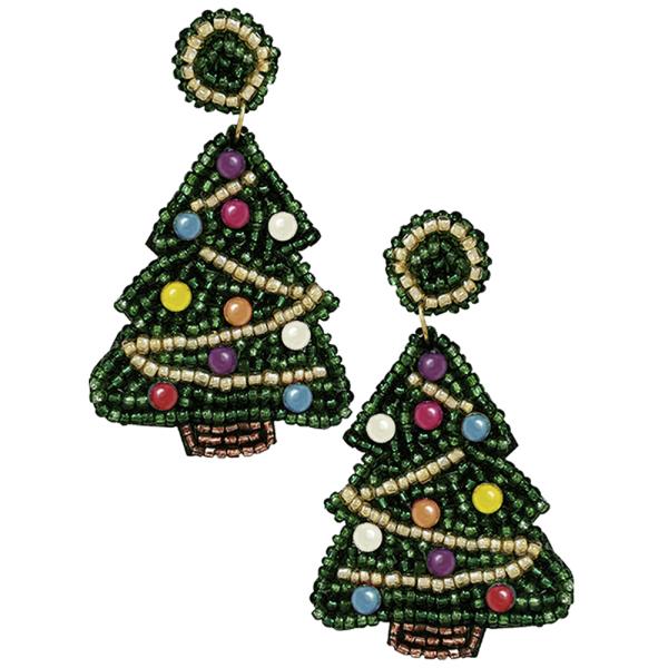 CHRISTMAS SEED BEAD POST EARRINGS