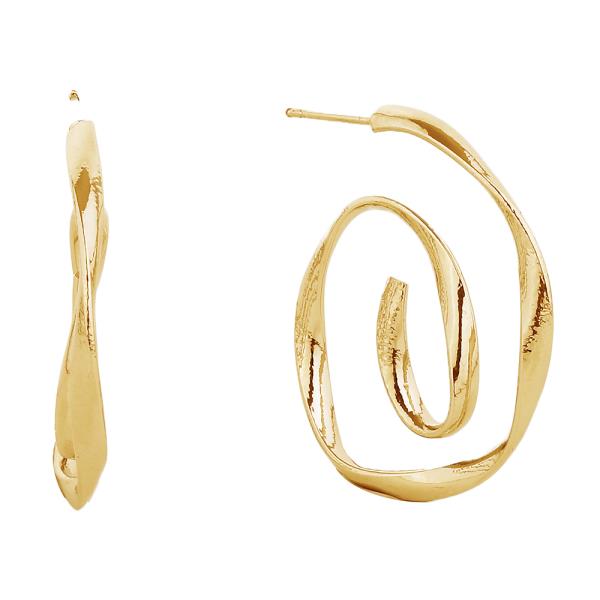 14K GOLD/WHITE GOLD DIPPED SWIRL HOOP EARRING