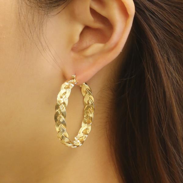 14K GOLD/WHITE GOLD DIPPED HOOP EARRING