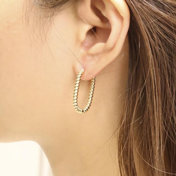 14K GOLD/WHITE GOLD DIPPED HOOP EARRING