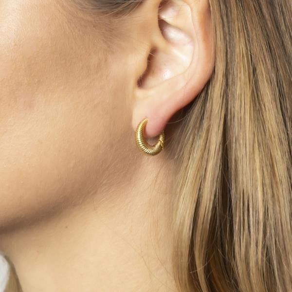 14K GOLD/WHITE GOLD DIPPED HOOP EARRING