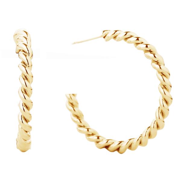 14K GOLD/WHITE GOLD DIPPED HOOP EARRING