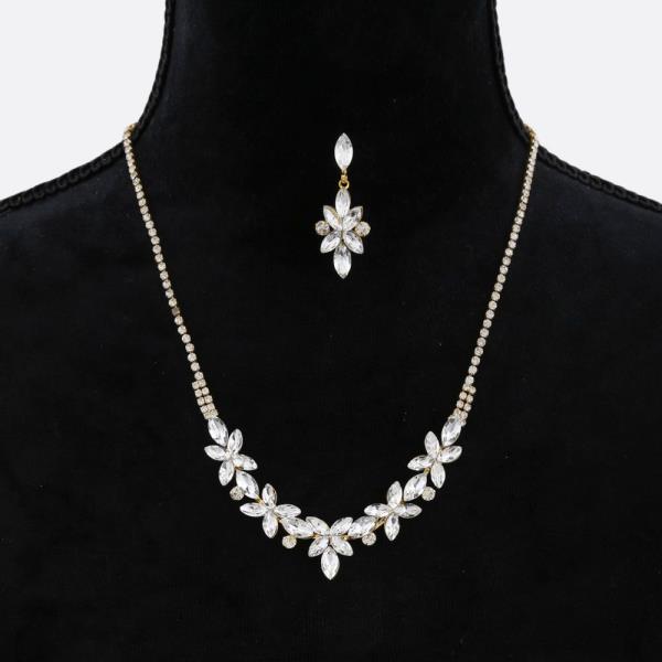 FLOWER LINK RHINESTONE NECKLACE