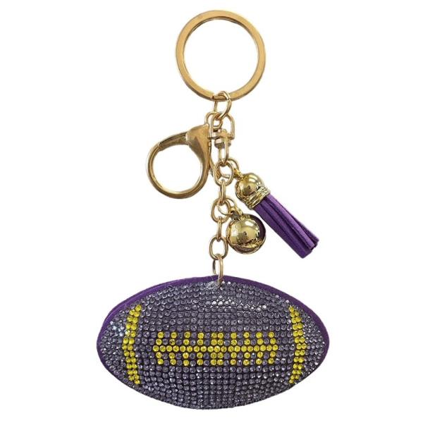 RHINESTONE FOOTBALL KEYCHAIN WITH TASSEL