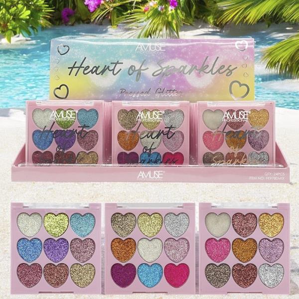 AMUSE PROFESSIONAL HEART OF SPARKLES PRESSED GLITTER (24 UNITS)