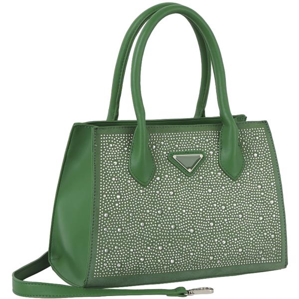 STYLISH RHINESTONE TOP HANDLE SATCHEL BAG