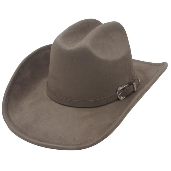 WESTERN BUCKLE EMBELLISHED FAUX SUEDE COWBOY HAT