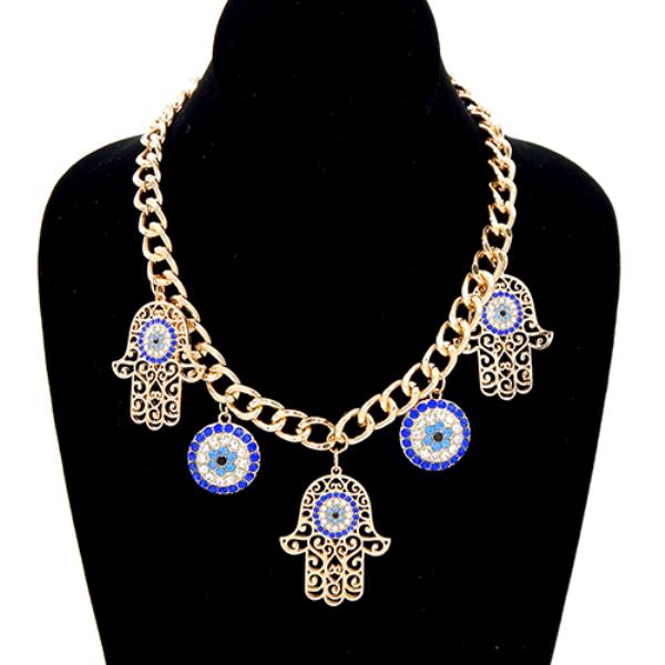 RHINESTONE HAMSA CHARM NECKLACE