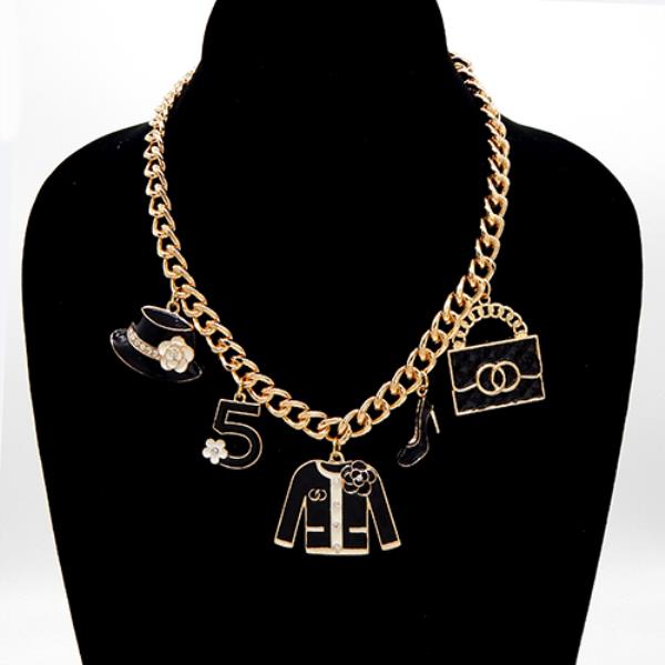 BAG HAT SHOES METAL MULTI CHARM NECKLACE