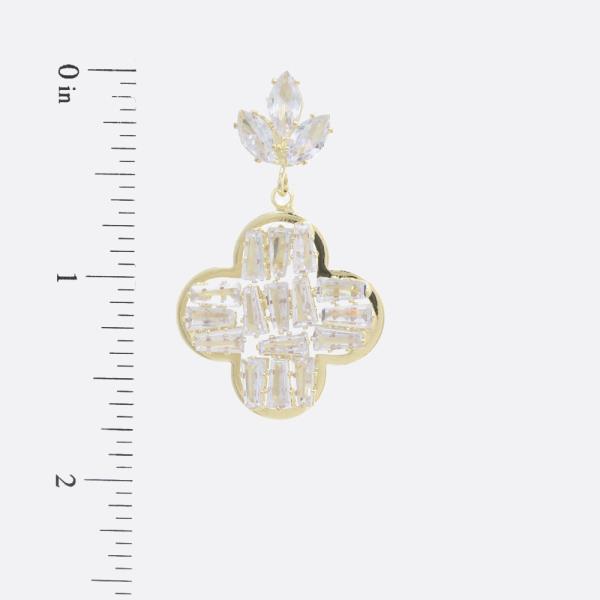 CZ RHINESTONE CLOVER DANGLE EARRING