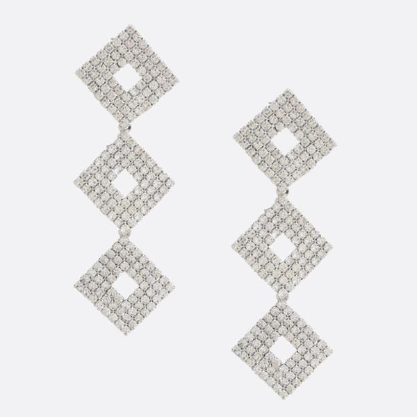 GEOMETRIC SHAPE RHINESTONE DANGLE EARRING